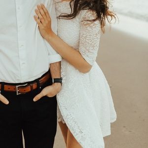 Lulus Dress It's A New Day White Lace Skater Cream